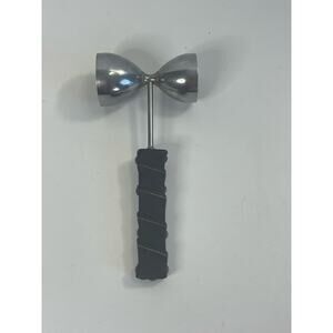 Vintage Double Sided Jigger Shot Cocktail Wine Glass Leather Handle